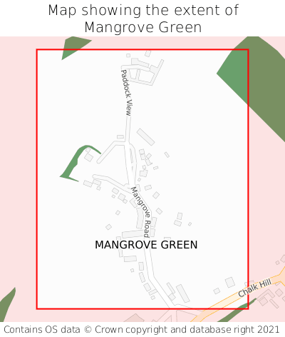 Map showing extent of Mangrove Green as bounding box