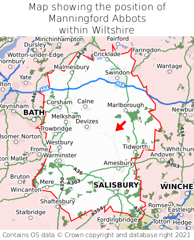 Map showing location of Manningford Abbots within Wiltshire