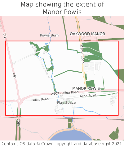 Map showing extent of Manor Powis as bounding box