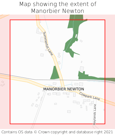Map showing extent of Manorbier Newton as bounding box