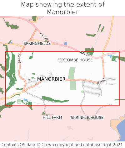Map showing extent of Manorbier as bounding box