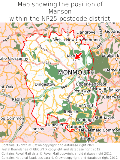 Map showing location of Manson within NP25