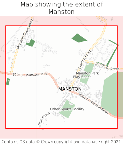 Map showing extent of Manston as bounding box