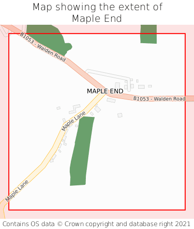 Map showing extent of Maple End as bounding box