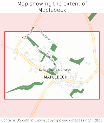 Map showing extent of Maplebeck as bounding box