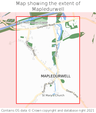 Map showing extent of Mapledurwell as bounding box
