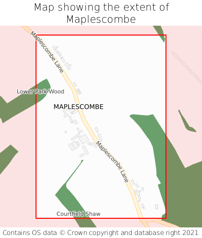 Map showing extent of Maplescombe as bounding box