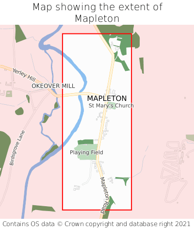 Map showing extent of Mapleton as bounding box
