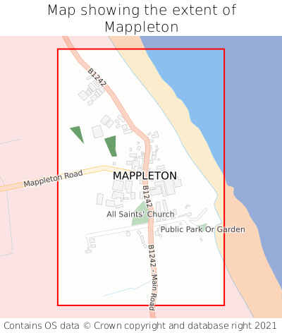Map showing extent of Mappleton as bounding box