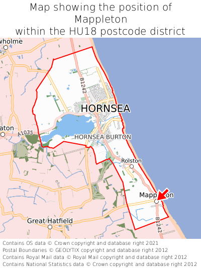 Map showing location of Mappleton within HU18
