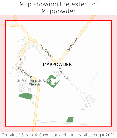 Map showing extent of Mappowder as bounding box
