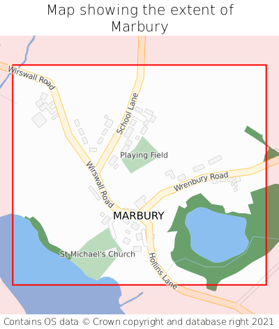 Map showing extent of Marbury as bounding box