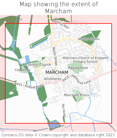 Map showing extent of Marcham as bounding box