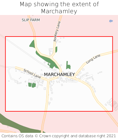 Map showing extent of Marchamley as bounding box