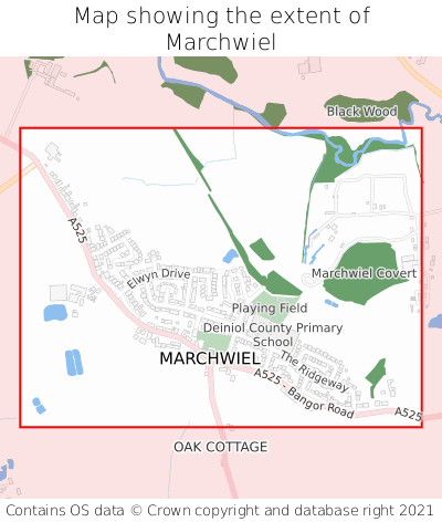 Map showing extent of Marchwiel as bounding box