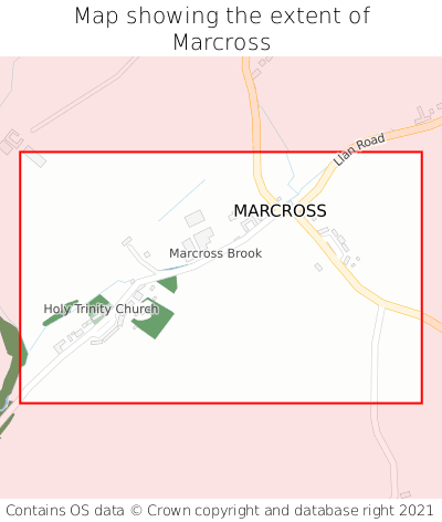 Map showing extent of Marcross as bounding box