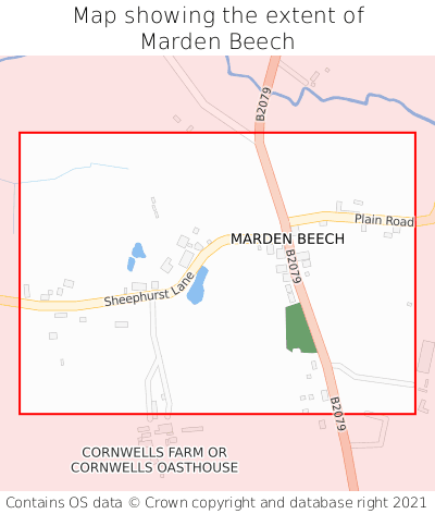 Map showing extent of Marden Beech as bounding box