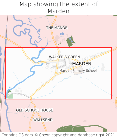 Map showing extent of Marden as bounding box