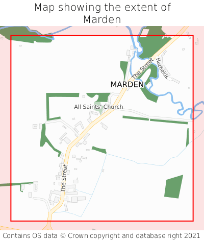 Map showing extent of Marden as bounding box