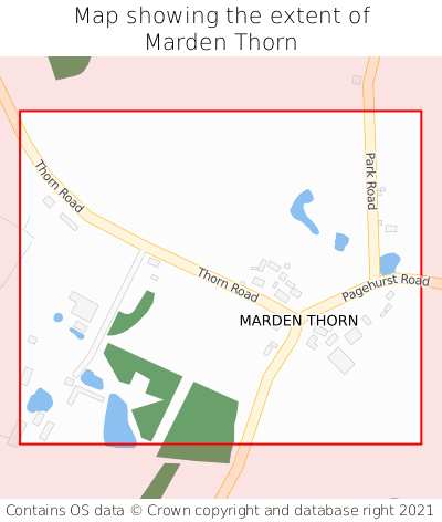 Map showing extent of Marden Thorn as bounding box