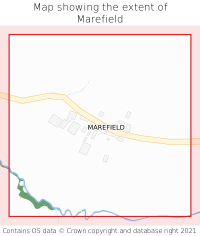 Map showing extent of Marefield as bounding box