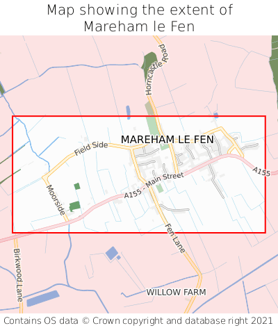 Map showing extent of Mareham le Fen as bounding box