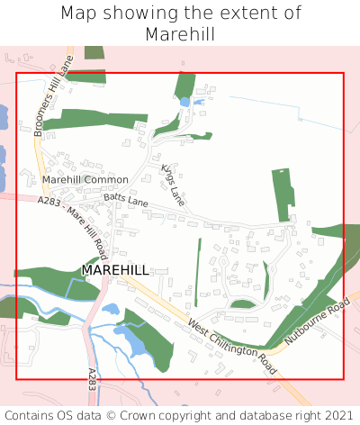 Map showing extent of Marehill as bounding box