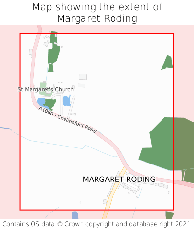 Map showing extent of Margaret Roding as bounding box