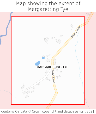 Map showing extent of Margaretting Tye as bounding box