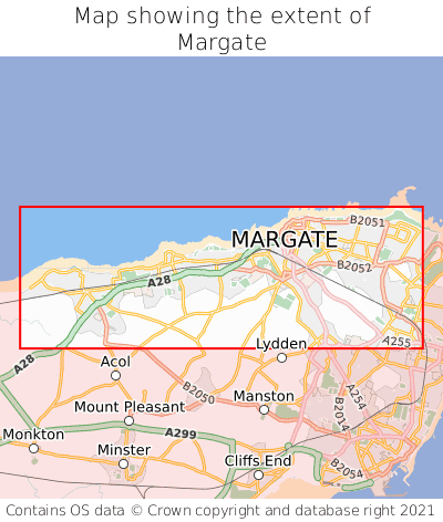 Map showing extent of Margate as bounding box