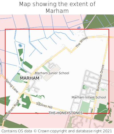 Map showing extent of Marham as bounding box
