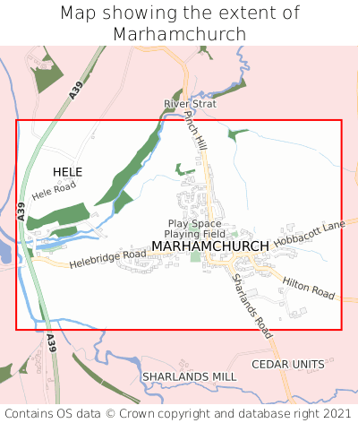 Map showing extent of Marhamchurch as bounding box