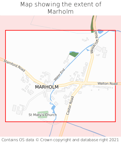 Map showing extent of Marholm as bounding box