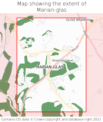 Map showing extent of Marian-glas as bounding box