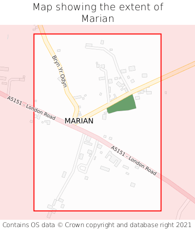 Map showing extent of Marian as bounding box