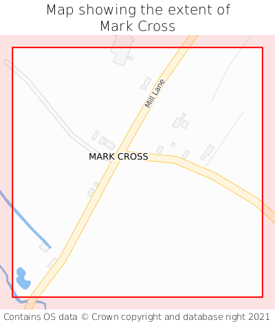 Map showing extent of Mark Cross as bounding box