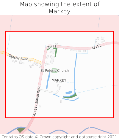 Map showing extent of Markby as bounding box