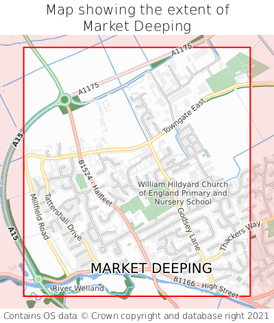 Map showing extent of Market Deeping as bounding box