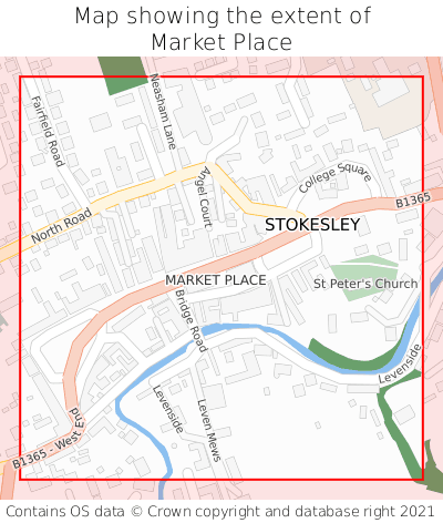 Map showing extent of Market Place as bounding box