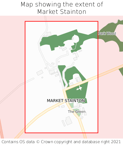 Map showing extent of Market Stainton as bounding box