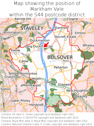 Map showing location of Markham Vale within S44