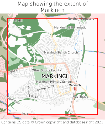 Map showing extent of Markinch as bounding box
