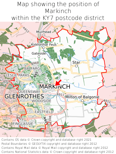 Map showing location of Markinch within KY7