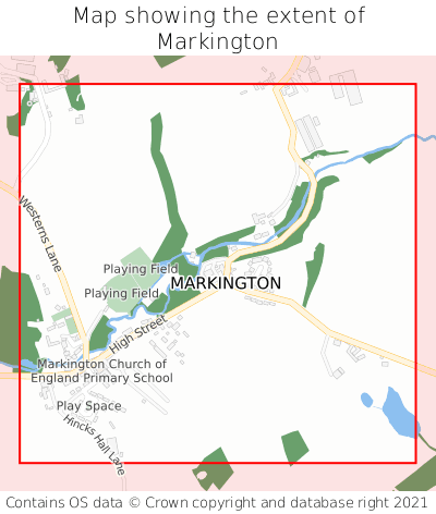 Map showing extent of Markington as bounding box