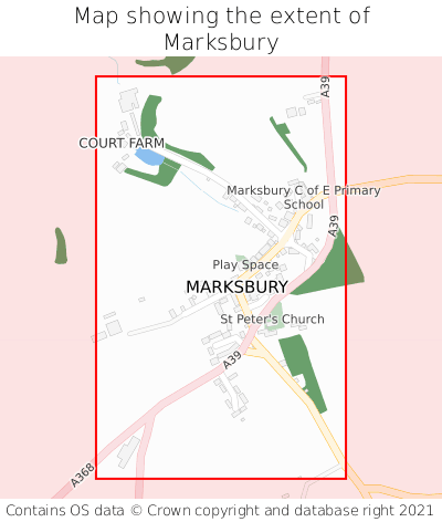 Map showing extent of Marksbury as bounding box