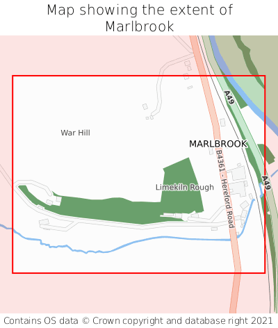 Map showing extent of Marlbrook as bounding box