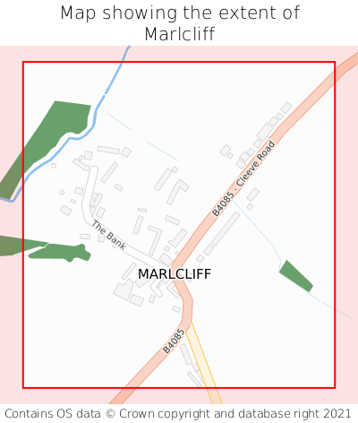 Map showing extent of Marlcliff as bounding box