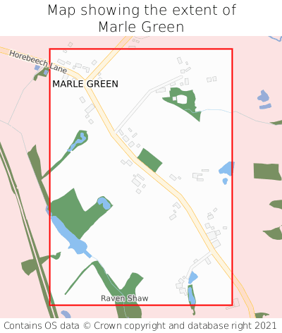 Map showing extent of Marle Green as bounding box
