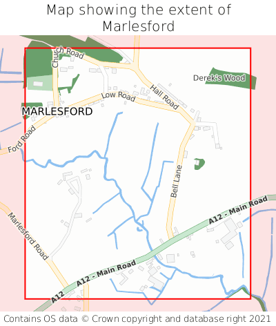 Map showing extent of Marlesford as bounding box
