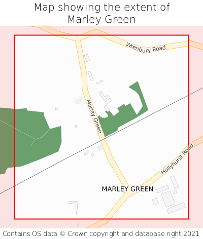 Map showing extent of Marley Green as bounding box
